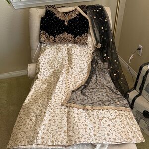 Elegant Black and Gold Embroidered Lehenga